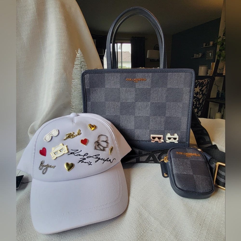 Karl Lagerfeld Maybelle Blue Crossbody & Baseball Cap